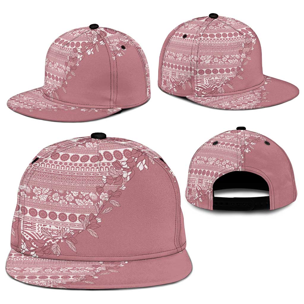 Fiji Marau na Kerisimasi Snapback Cap Dusty Rose Tagimoucia Tapa Masi Tribal - Polynesian Pride