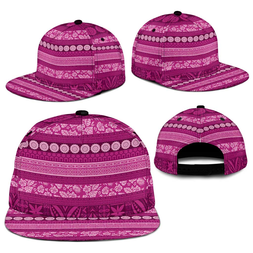 Fiji Marau na Kerisimasi Snapback Cap Pink Tapa Masi Inspired Christmas - Polynesian Pride