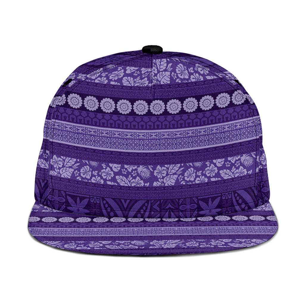Fiji Marau na Kerisimasi Snapback Cap Purple Tapa Masi Inspired Christmas - Polynesian Pride