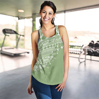 Fiji Marau na Kerisimasi Women Racerback Tank Sage Green Tagimoucia Tapa Masi Tribal - Polynesian Pride