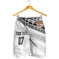 Fiji Rugby Custom Kaiviti Masi Shorts for Men Black - Polynesian Pride