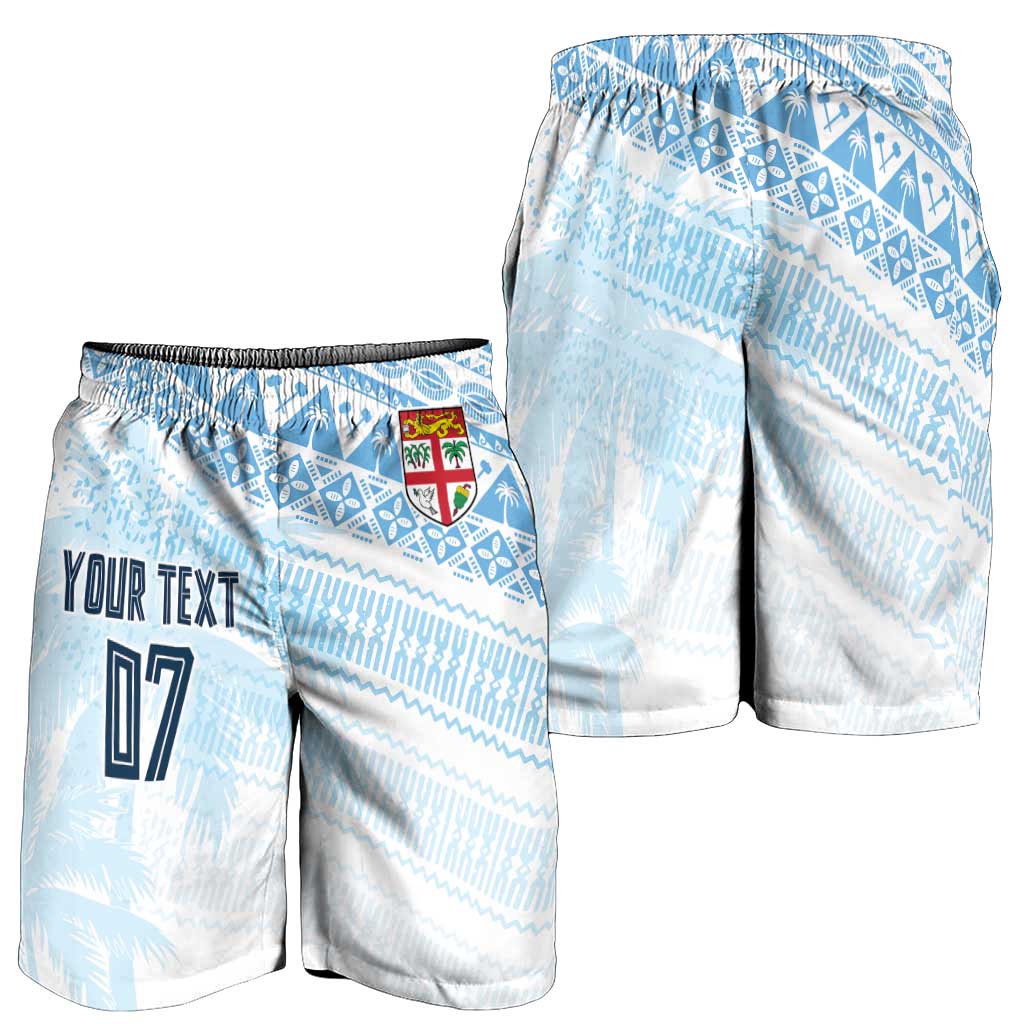 Fiji Rugby Custom Kaiviti Masi Shorts for Men Turquoise - Polynesian Pride
