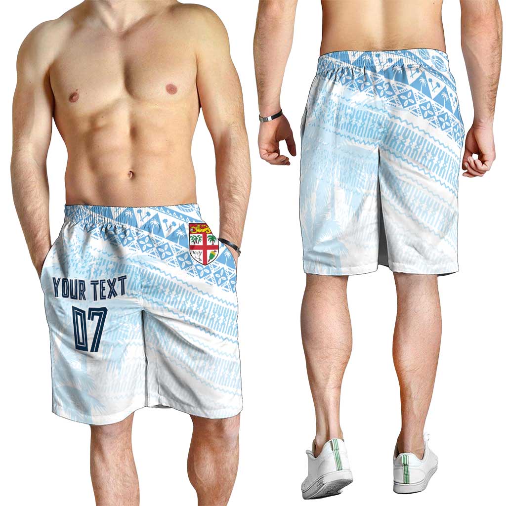 Fiji Rugby Custom Kaiviti Masi Shorts for Men Turquoise - Polynesian Pride
