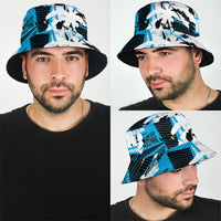 Fijian Rugby Bucket Hat Grunge Palm Stylized LT01 - Polynesian Pride