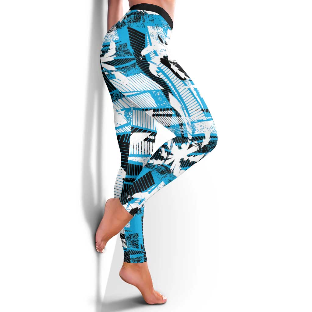 Fijian Rugby Leggings Grunge Palm Stylized LT01 - Polynesian Pride