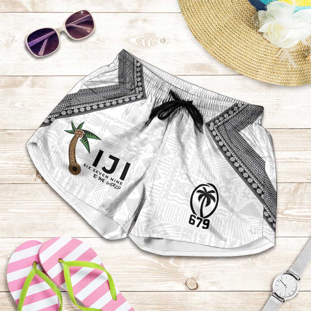 Fijian Rugby Shorts for Women Six Seven Nine to The World - Tapa Pattern