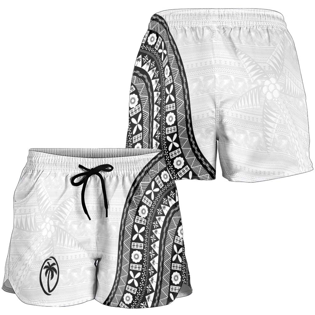 Fijian Rugby Shorts for Women Tapa Pattern and Palm Tree Tribal