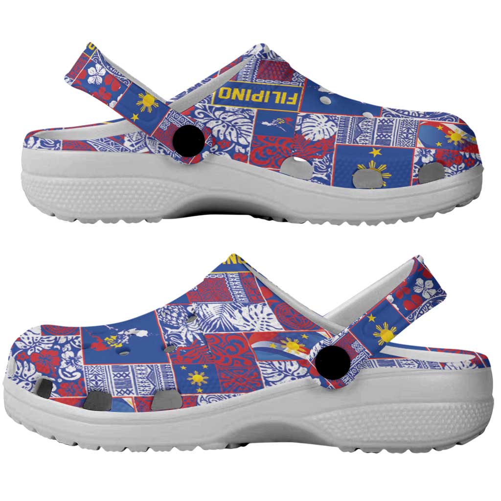 Filipino Maligayang Pasko Clogs Shoes Pacific Patchwork Xmas Vibes - Polynesian Pride