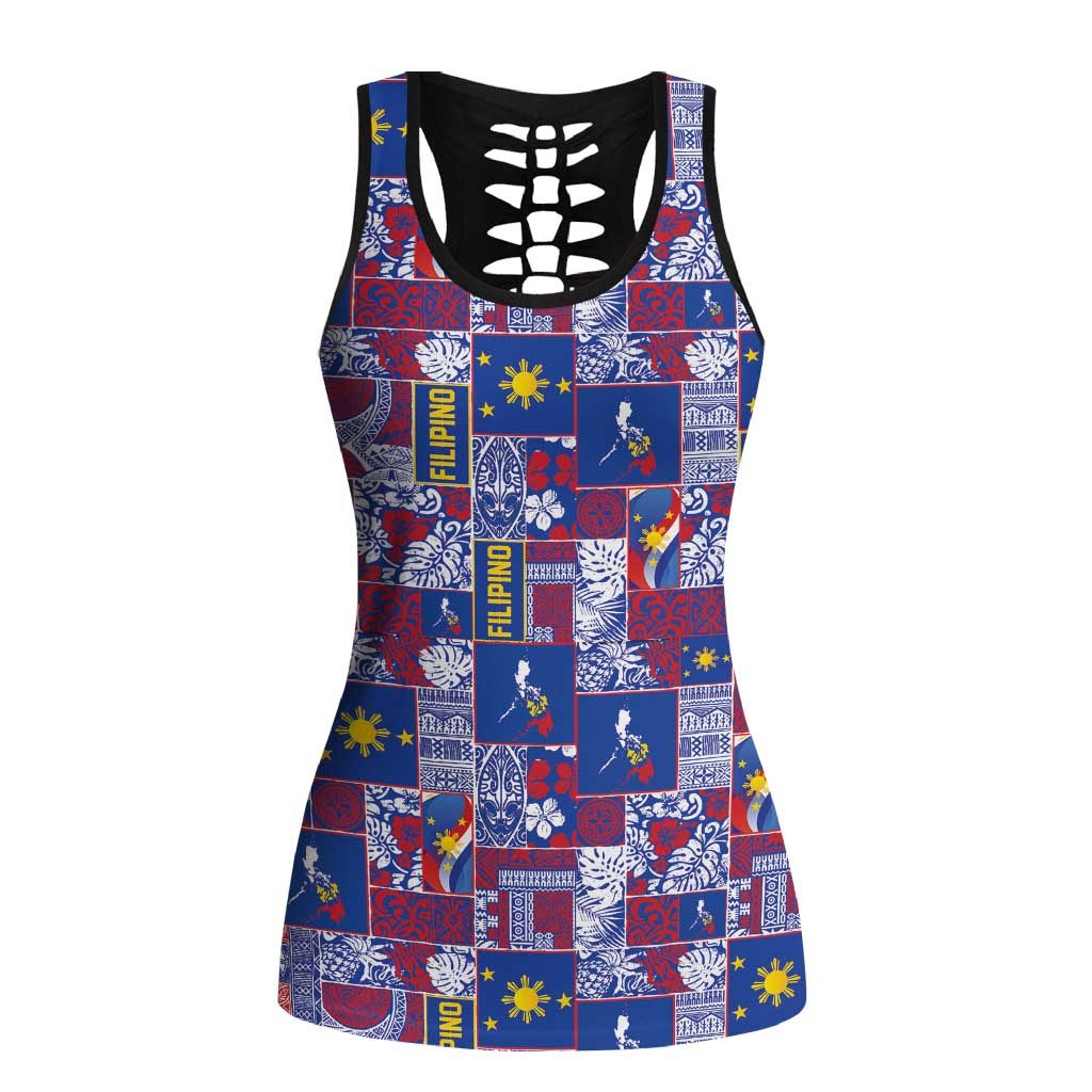 Filipino Maligayang Pasko Hollow Tank Top Pacific Patchwork Xmas Vibes - Polynesian Pride