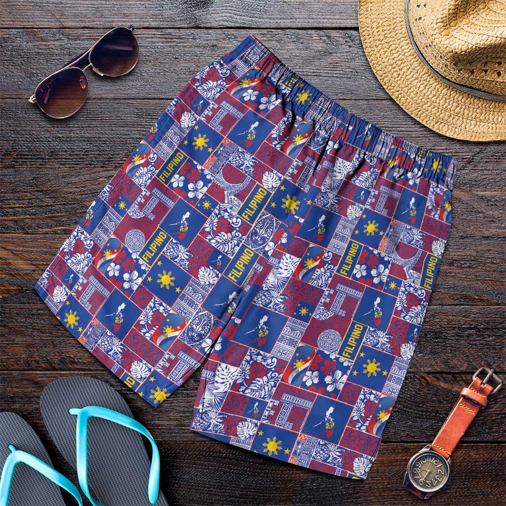 Filipino Maligayang Pasko Shorts for Men Pacific Patchwork Xmas Vibes - Polynesian Pride