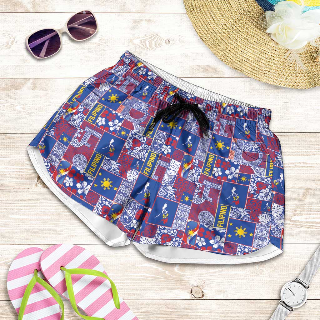 Filipino Maligayang Pasko Shorts for Women Pacific Patchwork Xmas Vibes - Polynesian Pride