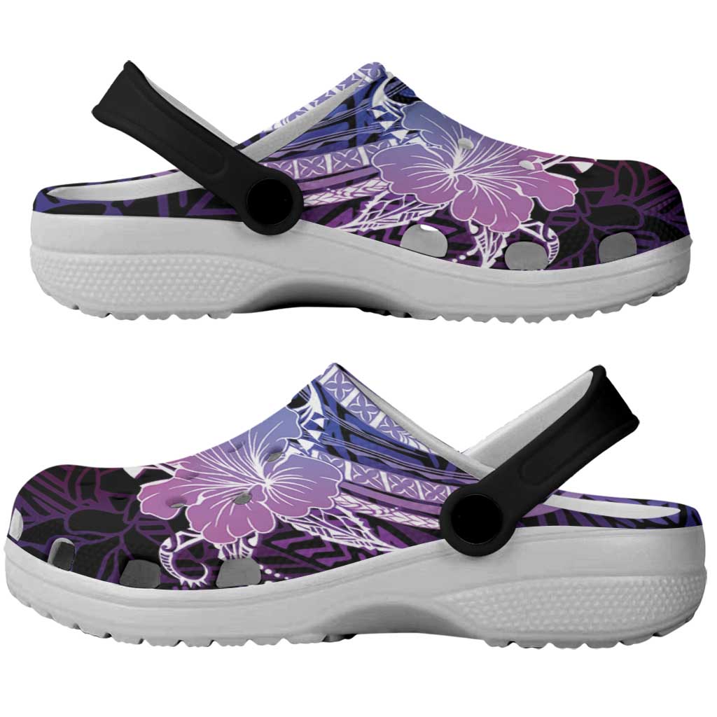 Galaxy Polynesian Pattern With Tropical Flowers Clogs Shoes - Polynesian Pride
