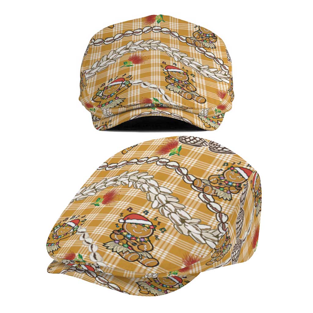 Gold Palaka Hawaii Mele Kalikimaka Jeff Hat Ohia Lehua Shell Leis Funny Gingerbread Santa - Polynesian Pride