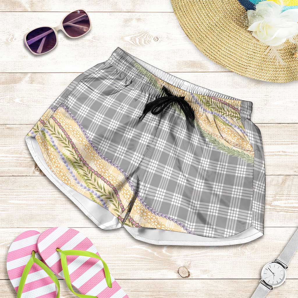 Gray Palaka Hawaii Leis Elegant Vibes Shorts for Women