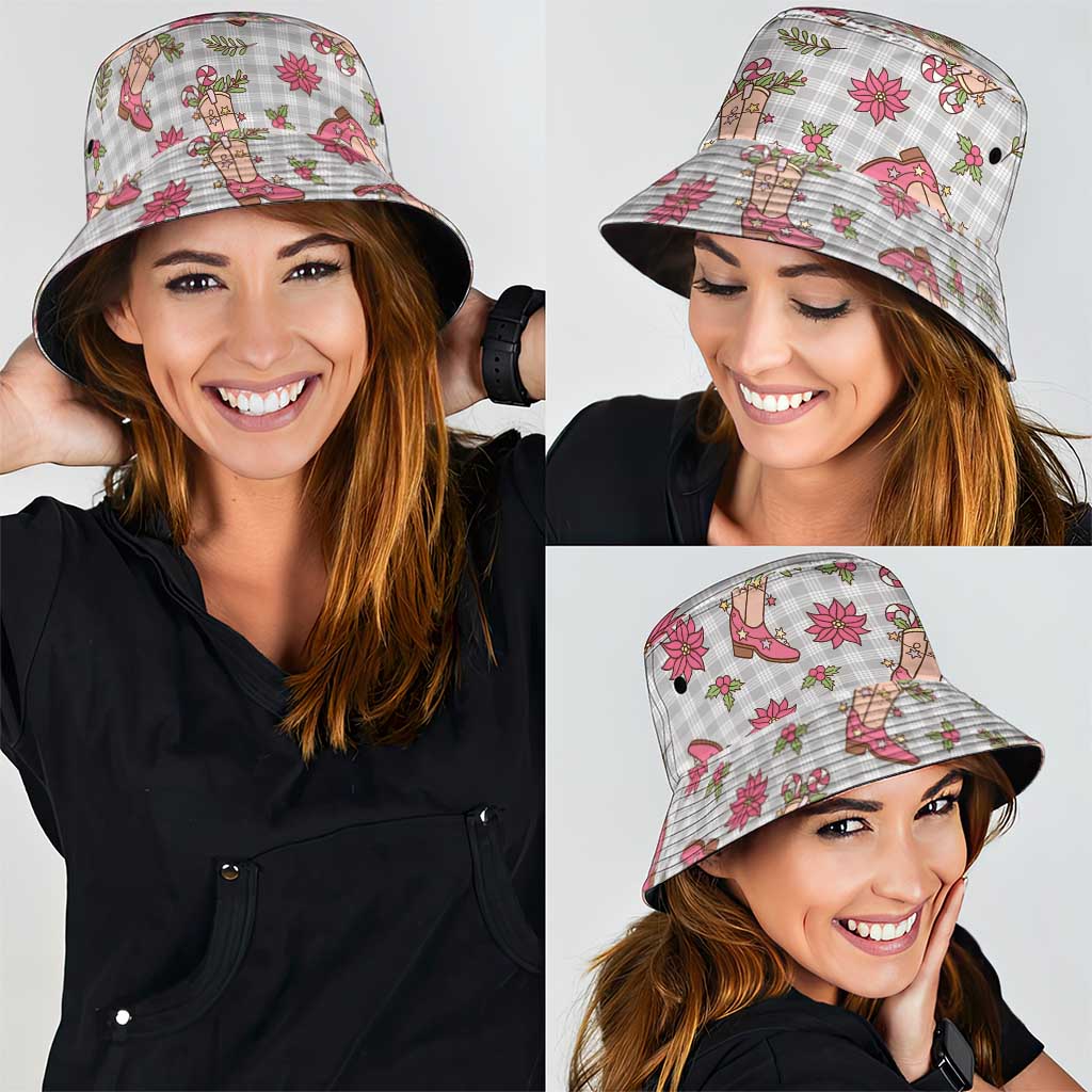 Gray Paniolo Palaka Hawaiian Cowgirl Christmas Bucket Hat - Polynesian Pride