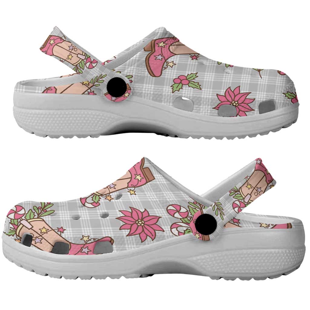 Gray Paniolo Palaka Hawaiian Cowgirl Christmas Clogs Shoes - Polynesian Pride