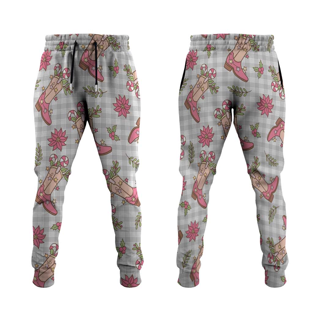 Gray Paniolo Palaka Hawaiian Cowgirl Christmas Jogger Pants - Polynesian Pride