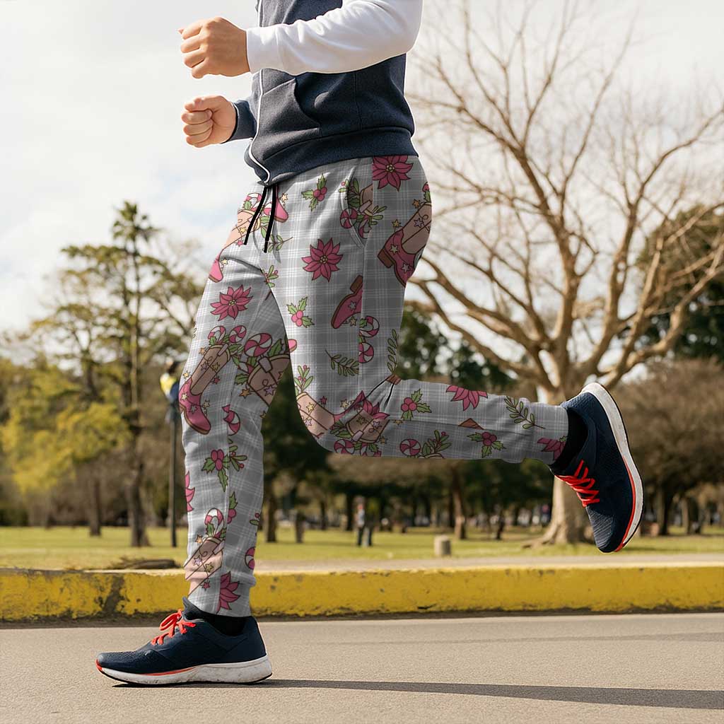 Gray Paniolo Palaka Hawaiian Cowgirl Christmas Jogger Pants - Polynesian Pride