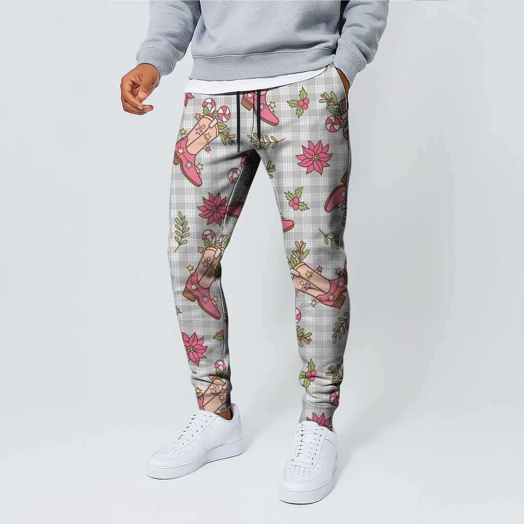 Gray Paniolo Palaka Hawaiian Cowgirl Christmas Jogger Pants - Polynesian Pride