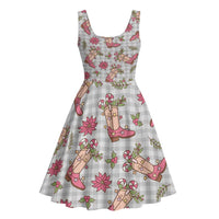 Gray Paniolo Palaka Hawaiian Cowgirl Christmas Midi Dress - Polynesian Pride