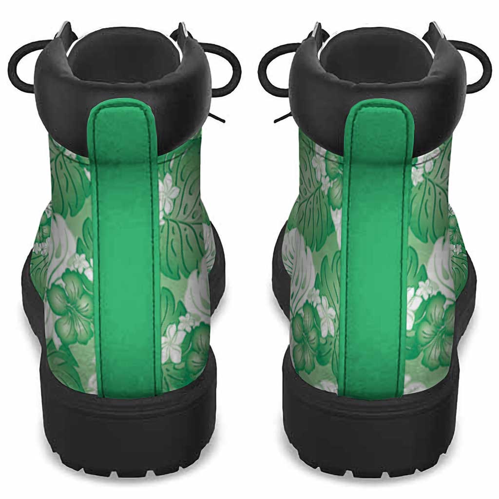 Green Aloha Hawaii All Season Boots Monstera Hibiscus Plumeria Seamless Vibes - Polynesian Pride