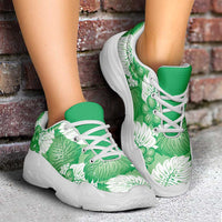 Green Aloha Hawaii Chunky Sneakers Monstera Hibiscus Plumeria Seamless Vibes - Polynesian Pride