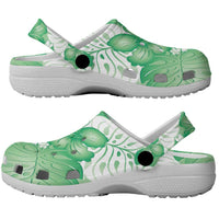 Green Aloha Hawaii Clogs Shoes Monstera Hibiscus Plumeria Seamless Vibes - Polynesian Pride