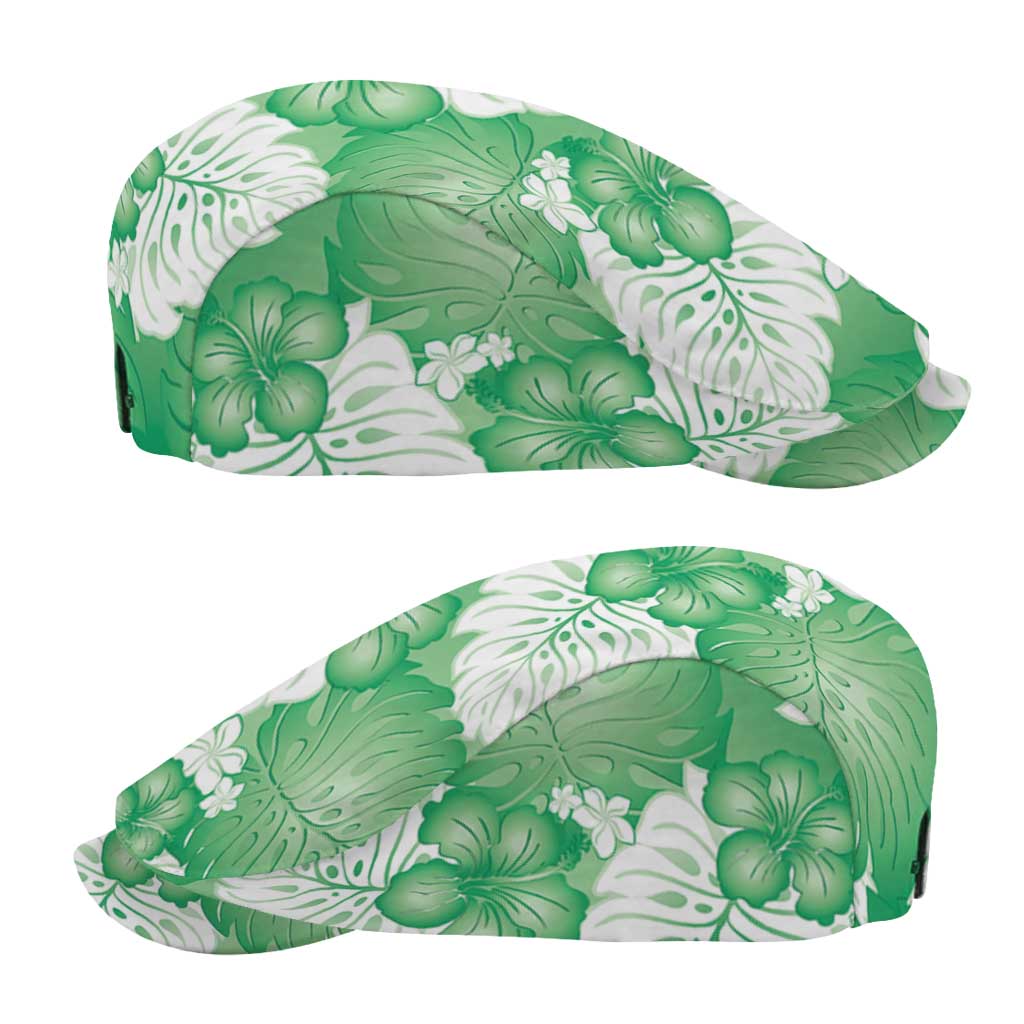 Green Aloha Hawaii Jeff Hat Monstera Hibiscus Plumeria Seamless Vibes - Polynesian Pride