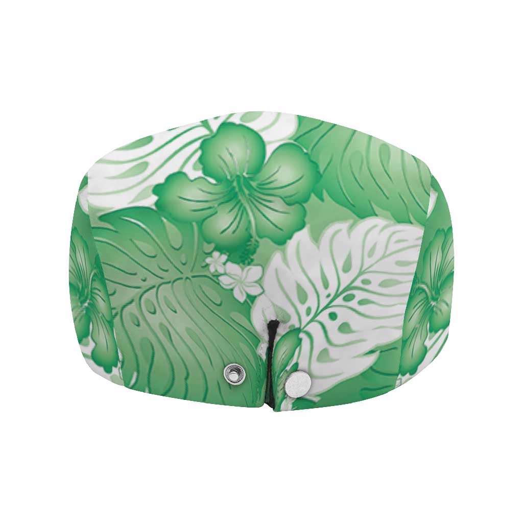 Green Aloha Hawaii Jeff Hat Monstera Hibiscus Plumeria Seamless Vibes - Polynesian Pride