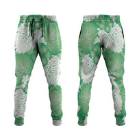 Green Aloha Hawaii Jogger Pants Monstera Hibiscus Plumeria Seamless Vibes - Polynesian Pride