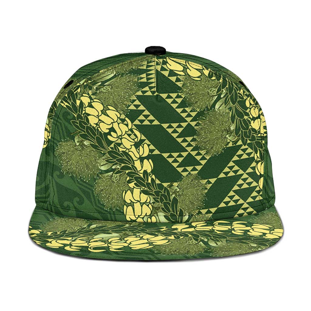 Green Aloha Hawaii Snapback Cap Hawaiian Kakau Ohia Lehua Lei - Polynesian Pride