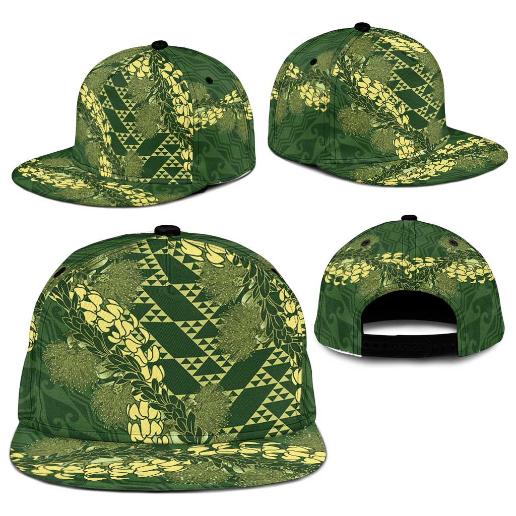 Green Aloha Hawaii Snapback Cap Hawaiian Kakau Ohia Lehua Lei - Polynesian Pride