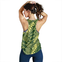 Green Aloha Hawaii Women Racerback Tank Hawaiian Kakau Ohia Lehua Lei - Polynesian Pride