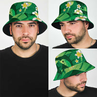 Green Banana Leaf Hawaii Bucket Hat Lau Maia Plumeria Tropical Summer Vibes