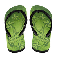 Green Gradient Polynesia Flip Flops Hawaiian Tribal Hammerhead Shark Tattoo - Polynesian Pride