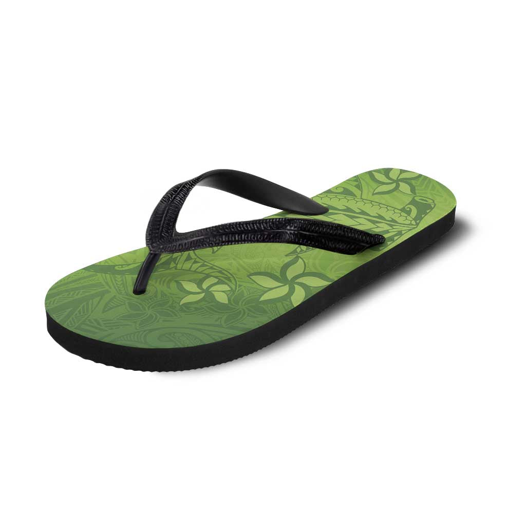 Green Gradient Polynesia Flip Flops Hawaiian Tribal Hammerhead Shark Tattoo - Polynesian Pride