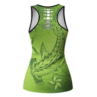 Green Gradient Polynesia Hollow Tank Top Hawaiian Tribal Hammerhead Shark Tattoo - Polynesian Pride