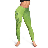Green Gradient Polynesia Leggings Hawaiian Tribal Hammerhead Shark Tattoo - Polynesian Pride