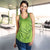 Green Gradient Polynesia Women Racerback Tank Hawaiian Tribal Hammerhead Shark Tattoo - Polynesian Pride