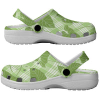 Green Hawaii Kalo Palaka Motifs Clogs Shoes Hawaiian Taro Leaves Elegant Vibes