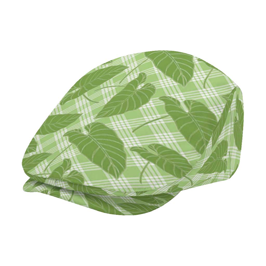 Green Hawaii Kalo Palaka Motifs Jeff Hat Hawaiian Taro Leaves Elegant Vibes