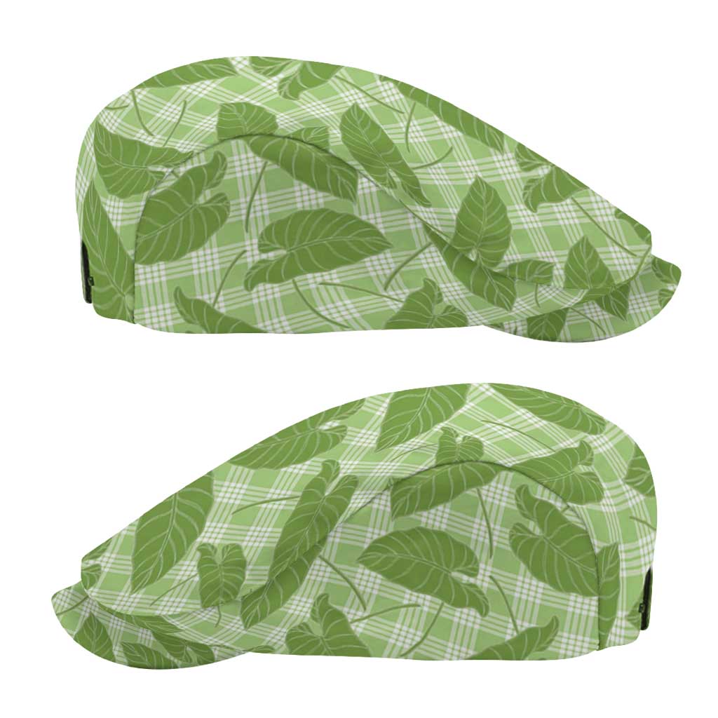 Green Hawaii Kalo Palaka Motifs Jeff Hat Hawaiian Taro Leaves Elegant Vibes