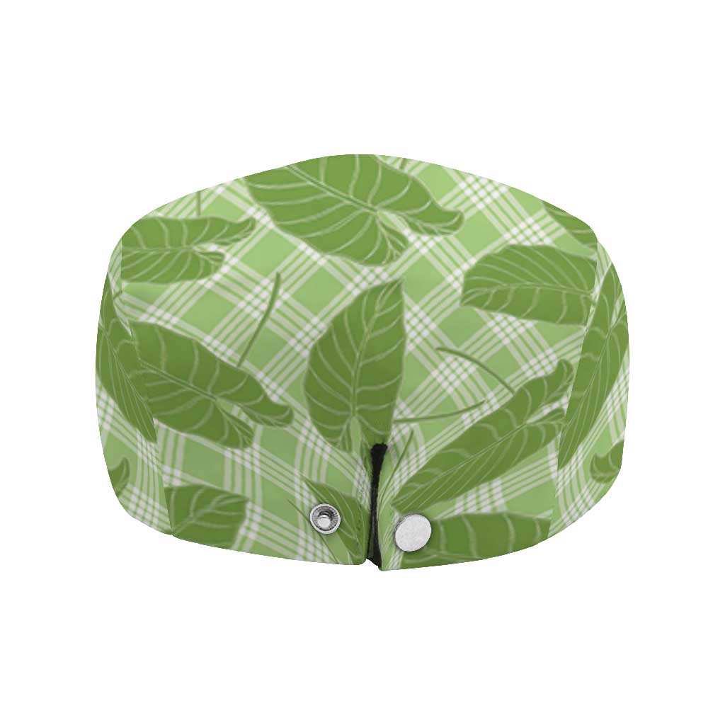 Green Hawaii Kalo Palaka Motifs Jeff Hat Hawaiian Taro Leaves Elegant Vibes