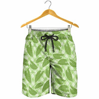 Green Hawaii Kalo Palaka Motifs Shorts for Men Hawaiian Taro Leaves Elegant Vibes
