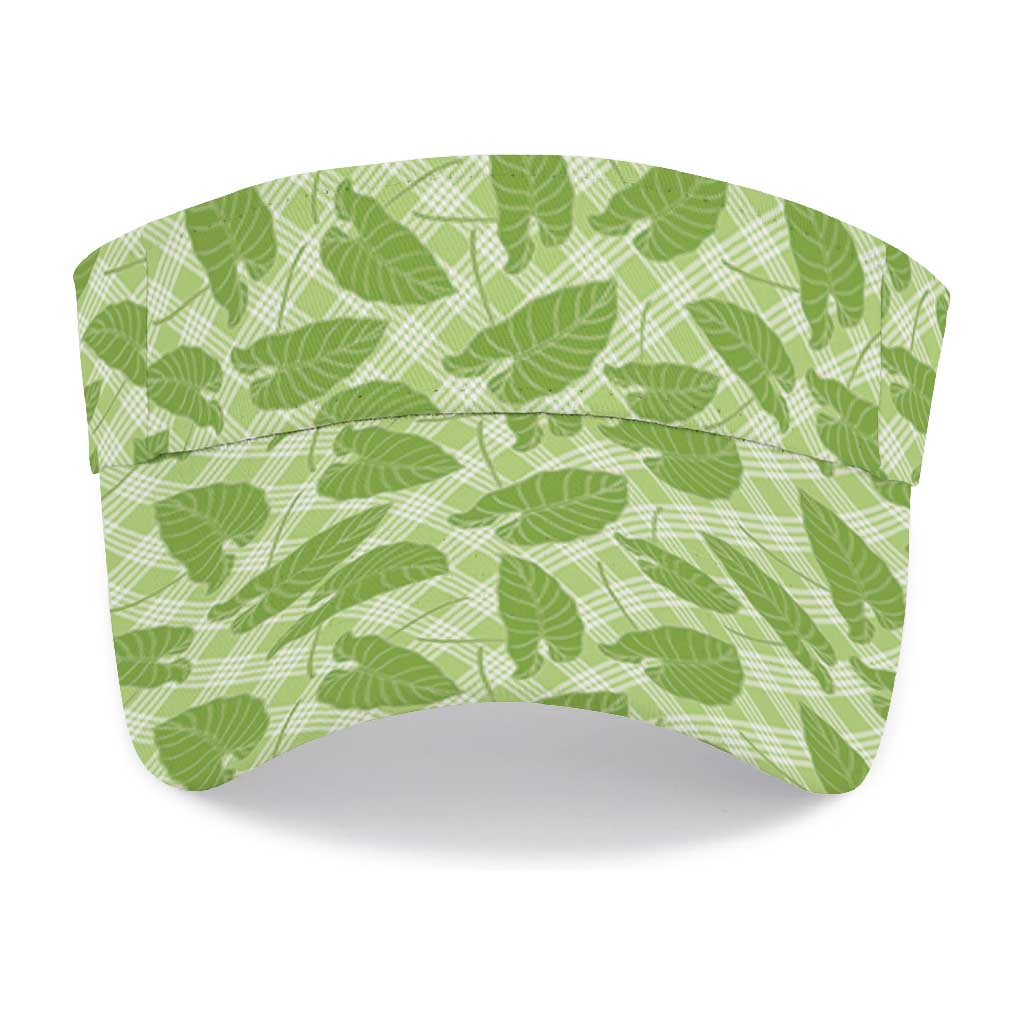 Green Hawaii Kalo Palaka Motifs Sun Visor Cap Hawaiian Taro Leaves Elegant Vibes