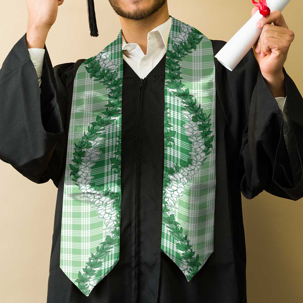 Green Hawaii Palaka Graduation Stole Hawaiian Honohono Lei LT05