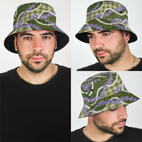 Green Hawaii Palaka Honohono Pikake Bucket Hat Hawaiian Orchid Lei Polynesian Pattern - Polynesian Pride