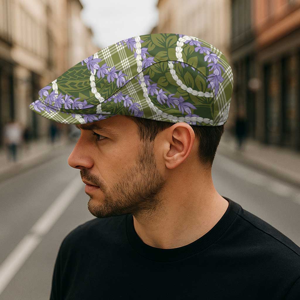 Green Hawaii Palaka Honohono Pikake Jeff Hat Hawaiian Orchid Lei Polynesian Pattern - Polynesian Pride