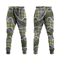 Green Hawaii Palaka Honohono Pikake Jogger Pants Hawaiian Orchid Lei Polynesian Pattern - Polynesian Pride