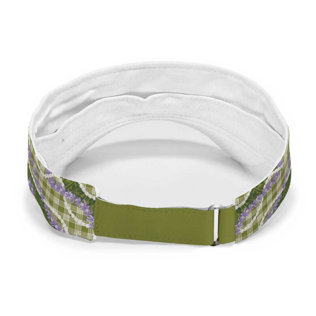 Green Hawaii Palaka Honohono Pikake Sun Visor Cap Hawaiian Orchid Lei Polynesian Pattern